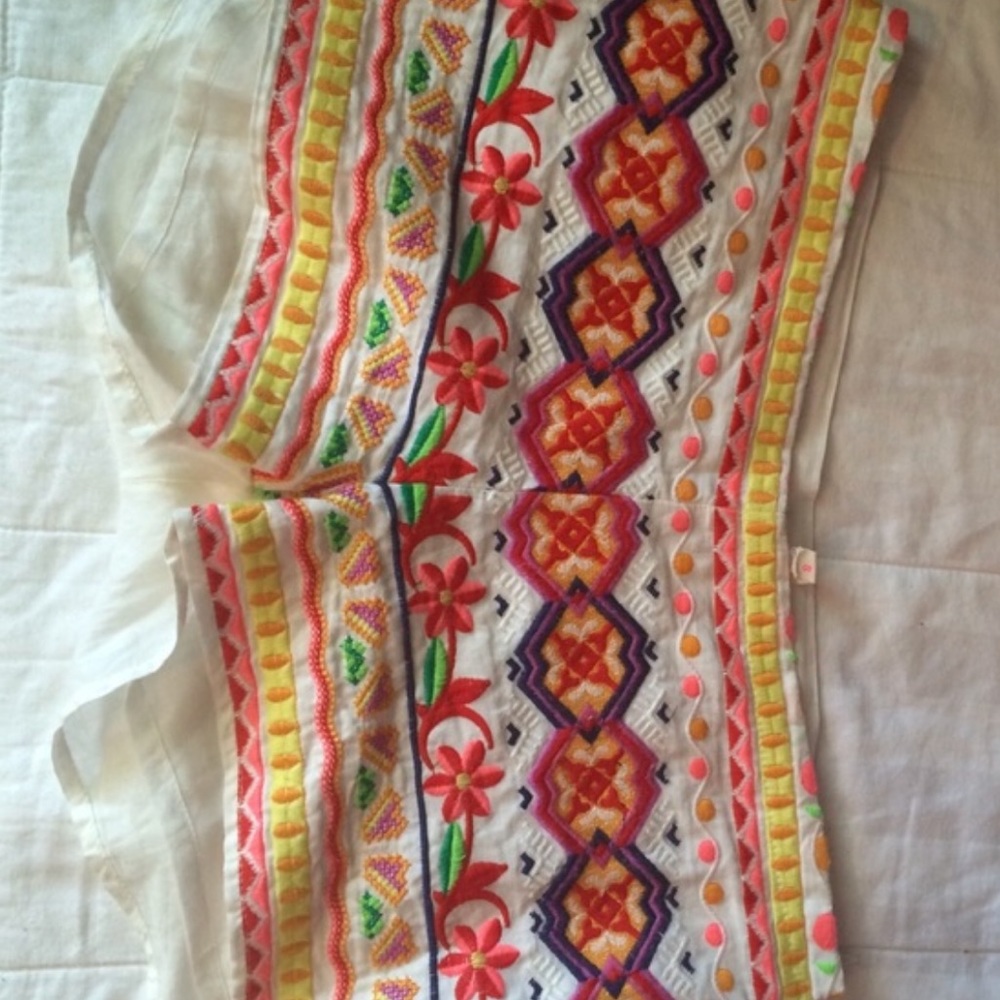 white patterned shorts
